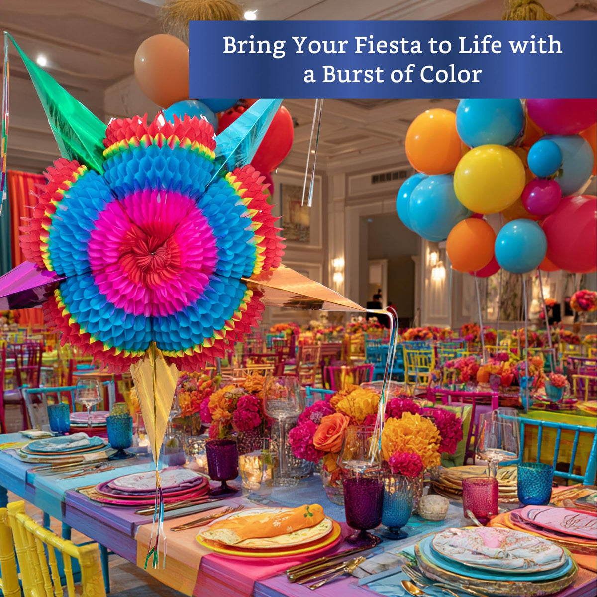 Fiesta Wraps Cinco de Mayo pinata decor, versatile for games and photo-worthy moments.