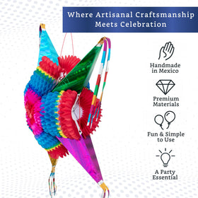 Fiesta Wraps fold-flat pinata unfolded, simplifies shipping and storage.