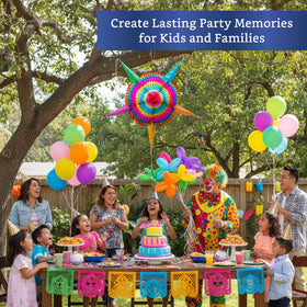 Fiesta Wraps large 32in pinata with 5 lb capacity for candy or favors.