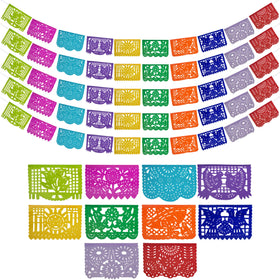 Fiesta Wraps papel picado banner montage with bold colors for Cinco de Mayo decor