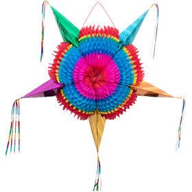 Fiesta Wraps pinata 36in star full view, a vivid centerpiece for festive celebrations.