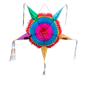 Fiesta Wraps Mexican Pinata front view of the star pinata for festive birthday decor