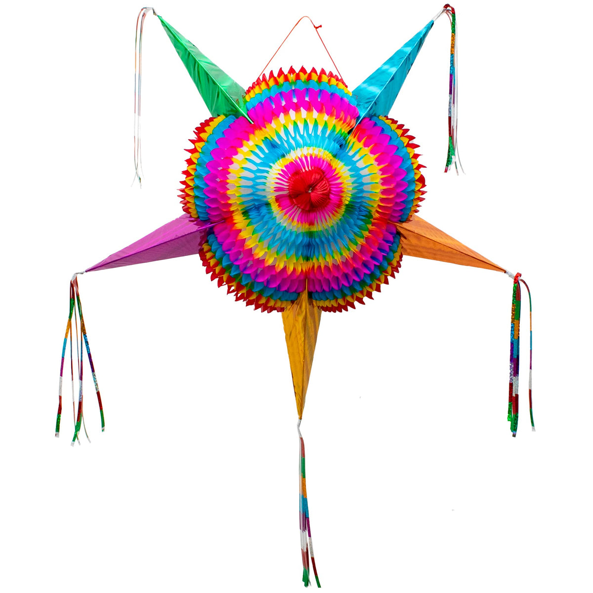 Fiesta Wraps Mexican pinata star 32in for festive birthday decor and centerpiece.