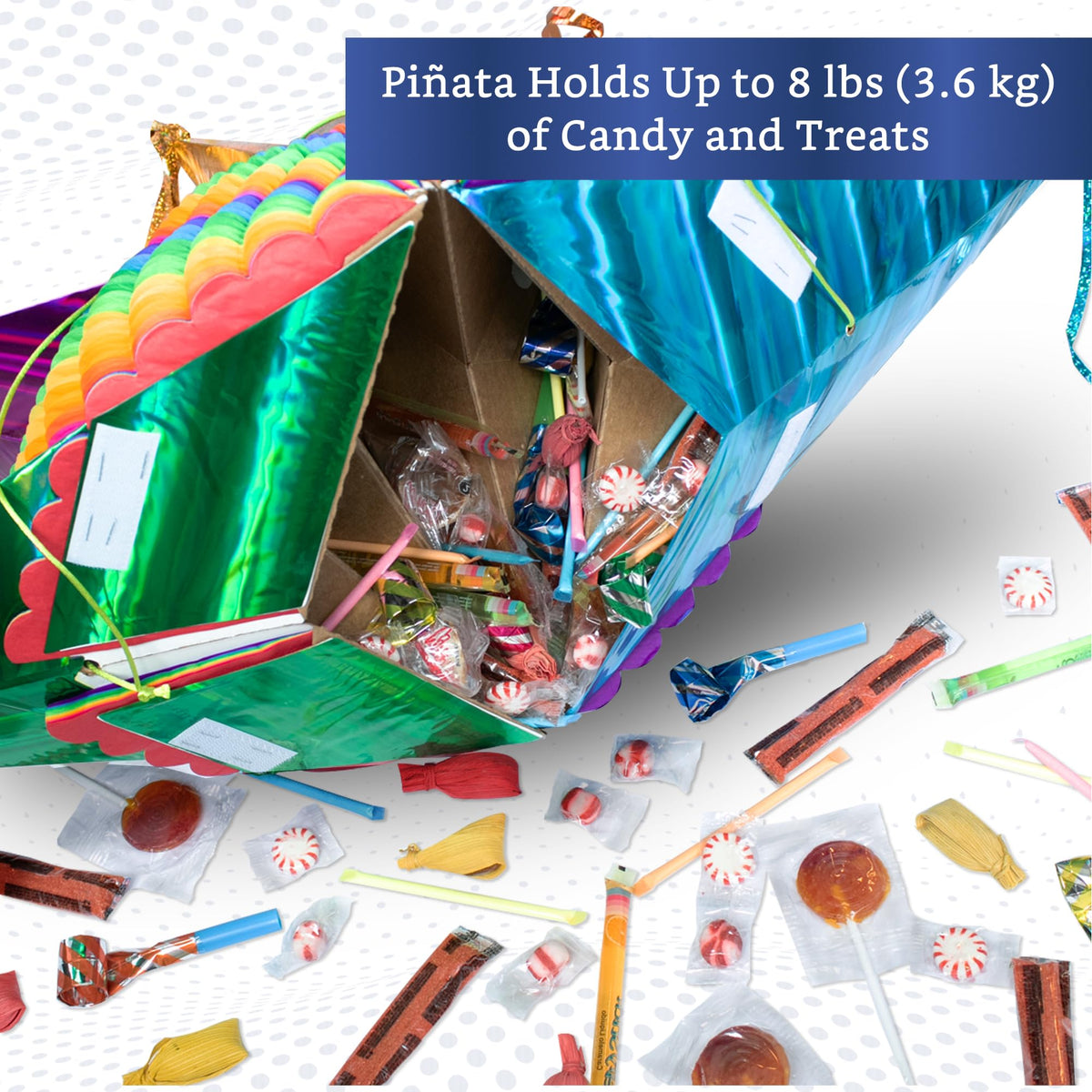 Fiesta Wraps pinata assembly shows top opening for simple filling and secure closure.