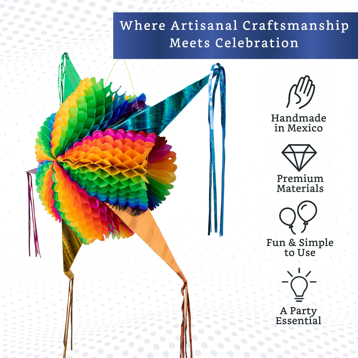 Fiesta Wraps foldable pinata design, easy setup before party.