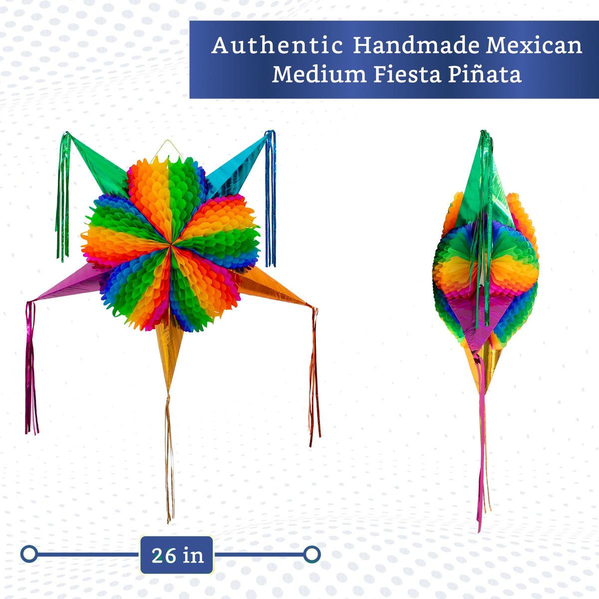 Fiesta Wraps rainbow pinata decor for Cinco de Mayo celebrations.