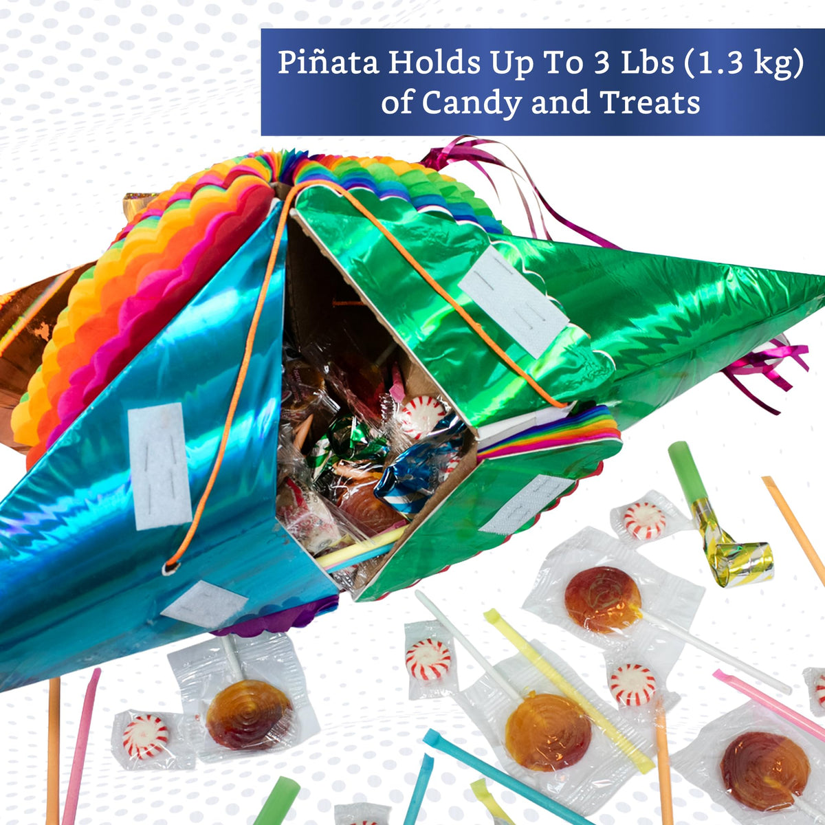 Fiesta Wraps traditional pinata construction with cardboard and tissue.