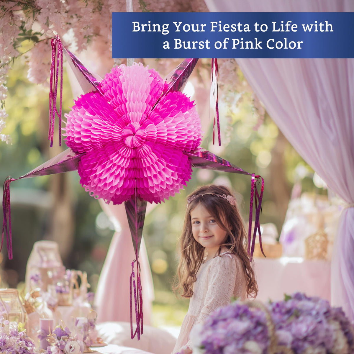 Fiesta Wraps pink celebration pinata complements baby showers and princess parties.