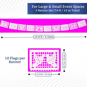 Fiesta Wraps white papel picado banner hanging setup for festive party backdrop