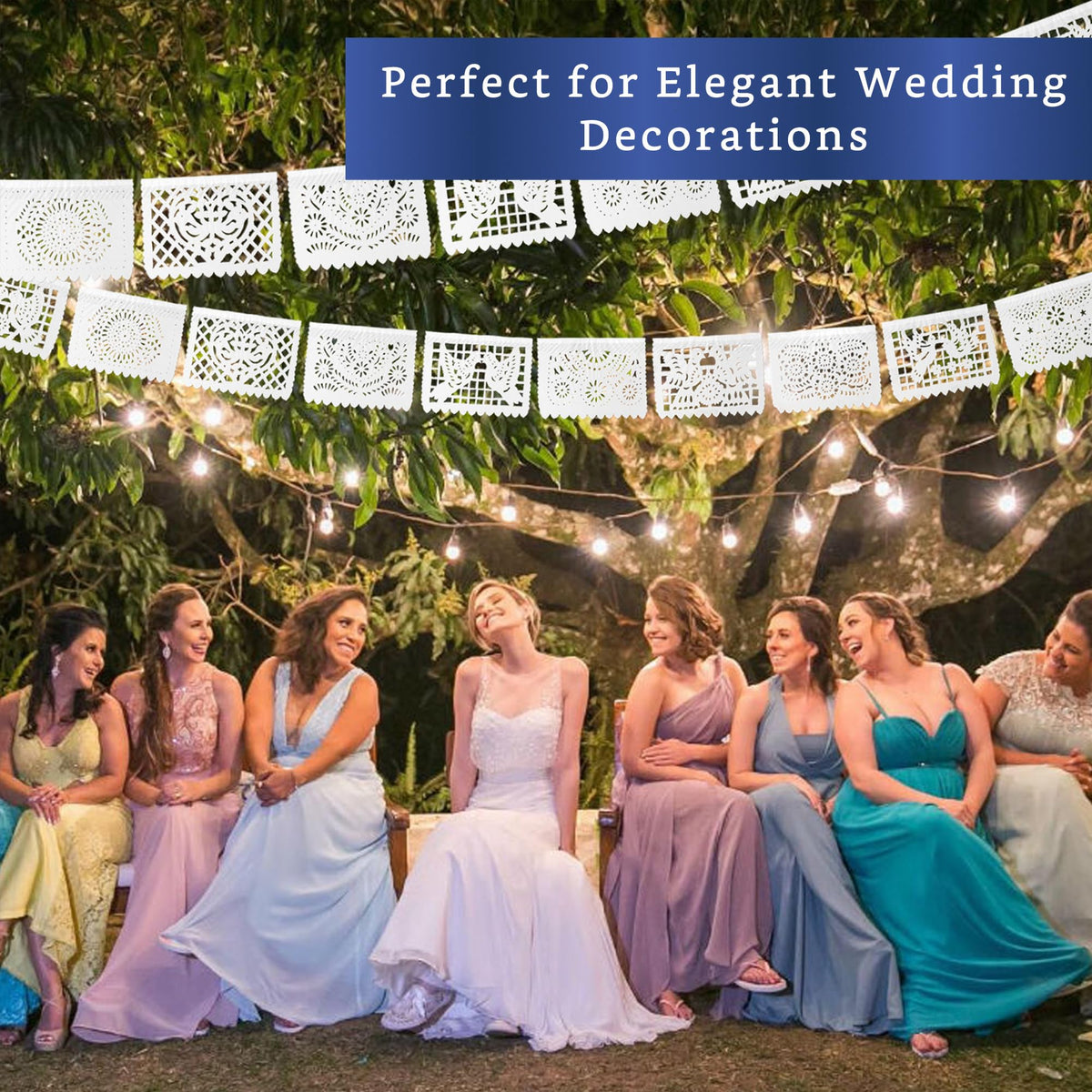 Fiesta Wraps white papel picado banner decorative flag design in event space