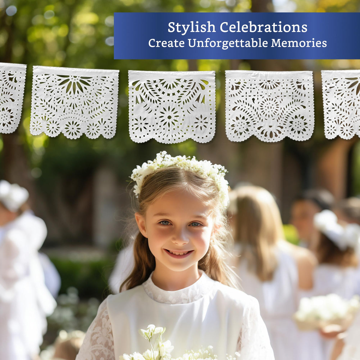Fiesta Wraps white papel picado banner blends cultural artistry with durability