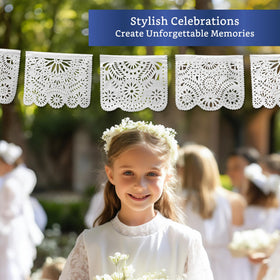 Fiesta Wraps white papel picado banner blends cultural artistry with durability