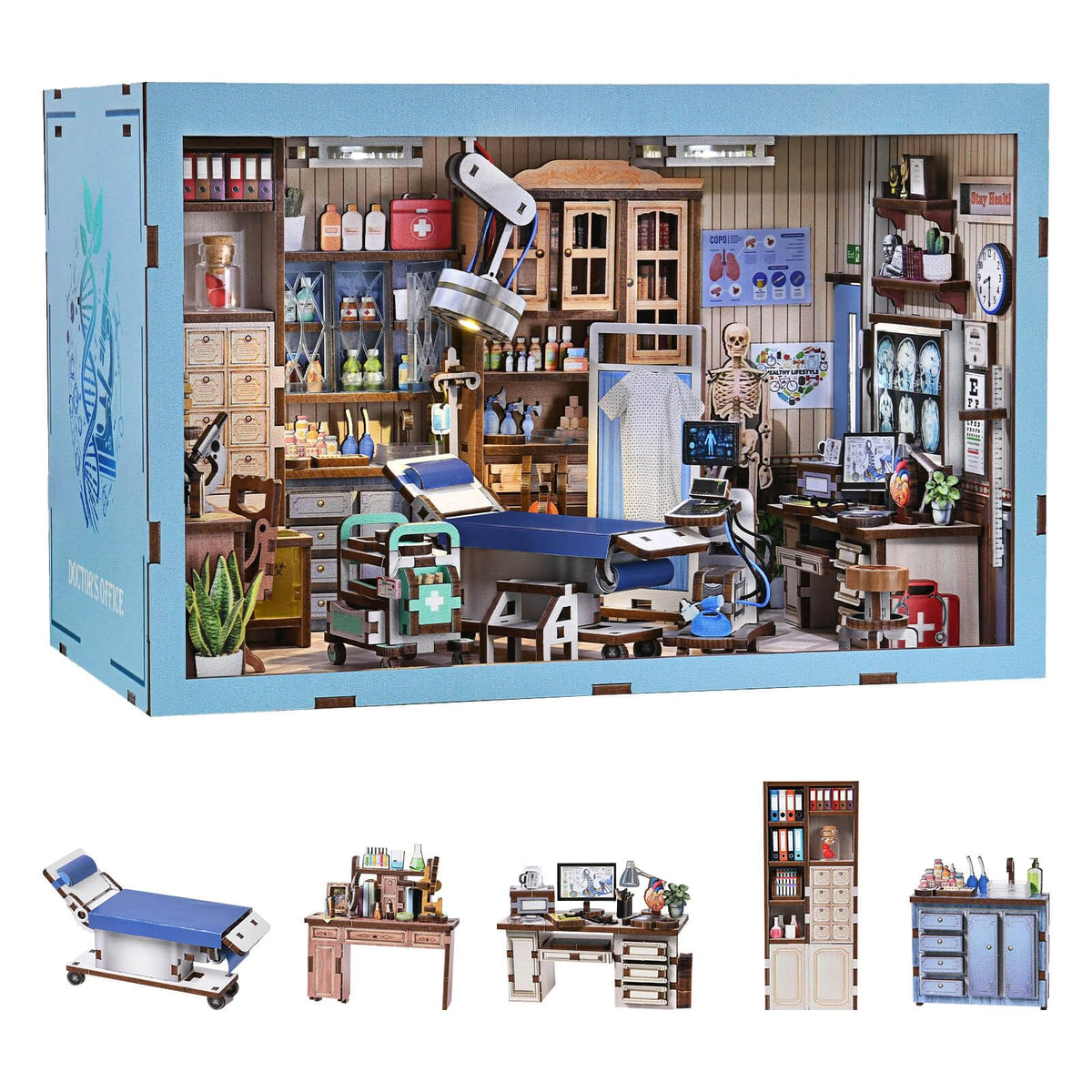 Fifijoy Book Nook Doctor Office exam bed for realistic display and imaginative storytelling