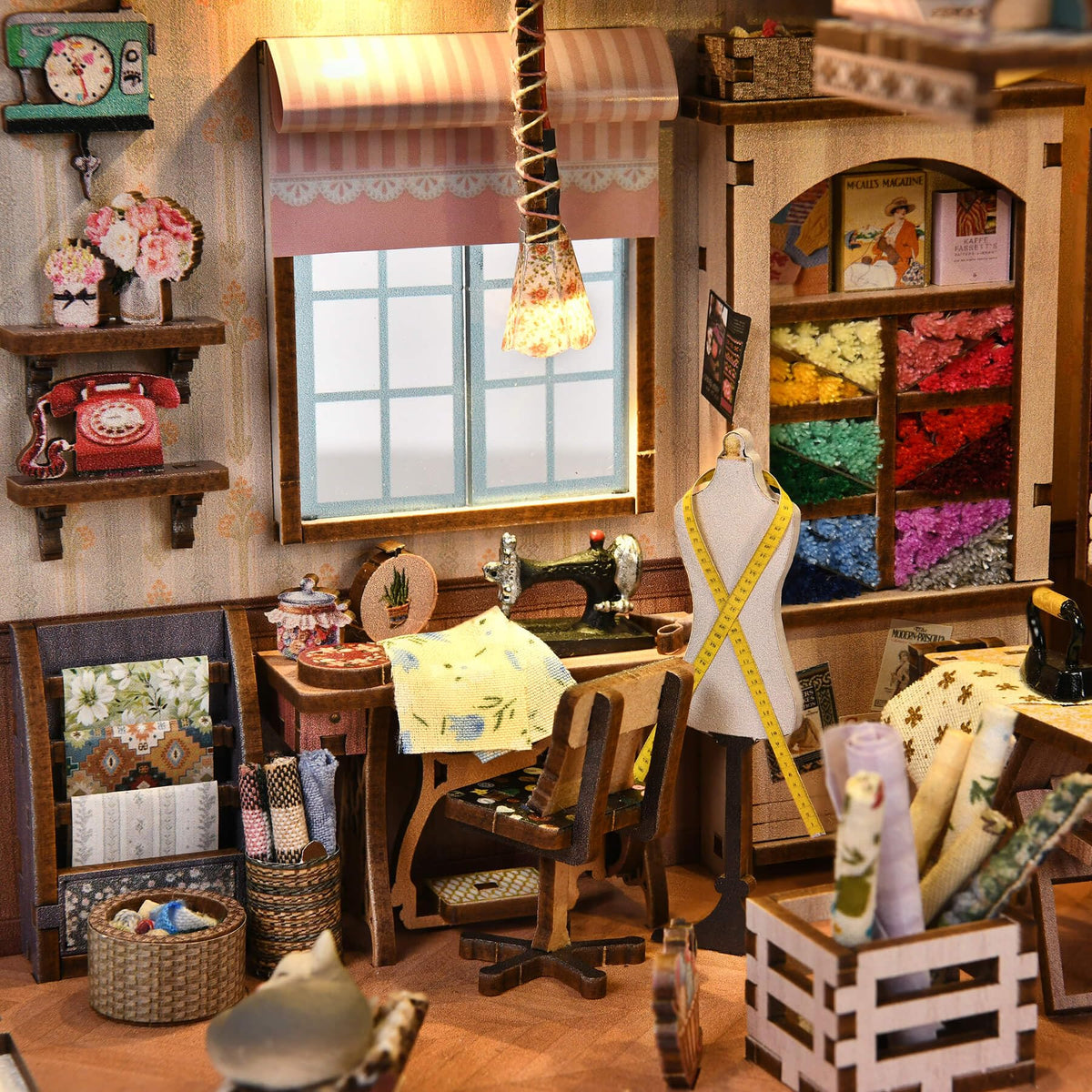 Fifijoy Book Nook Kit fabric scraps display inviting personal styling in tiny outfits
