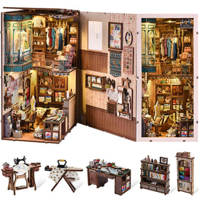 fifijoy Book Nook Kit with LED dust cover enhances bookshelf ambience.