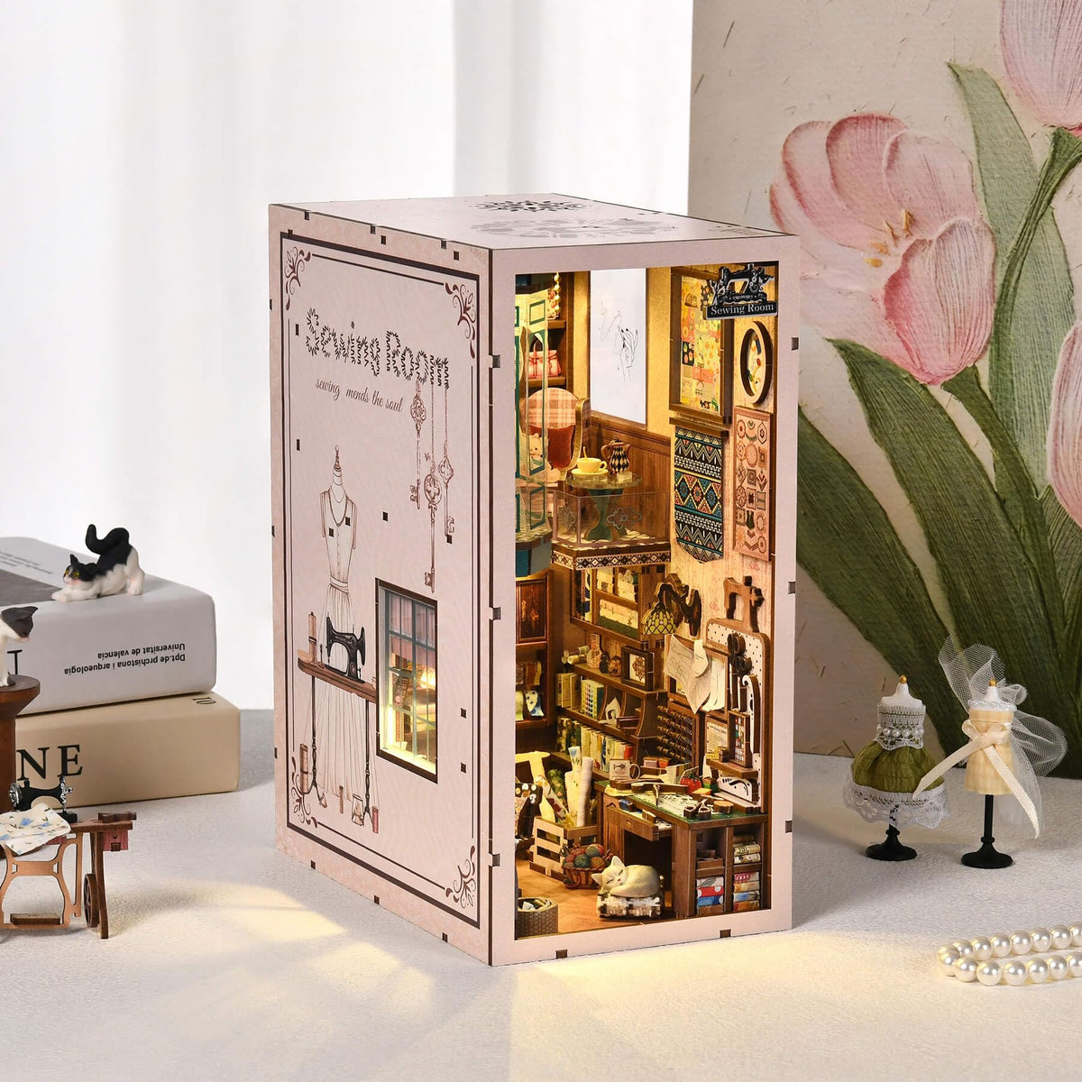 fifijoy Book Nook Kit rest area with warm lighting for relaxing pauses