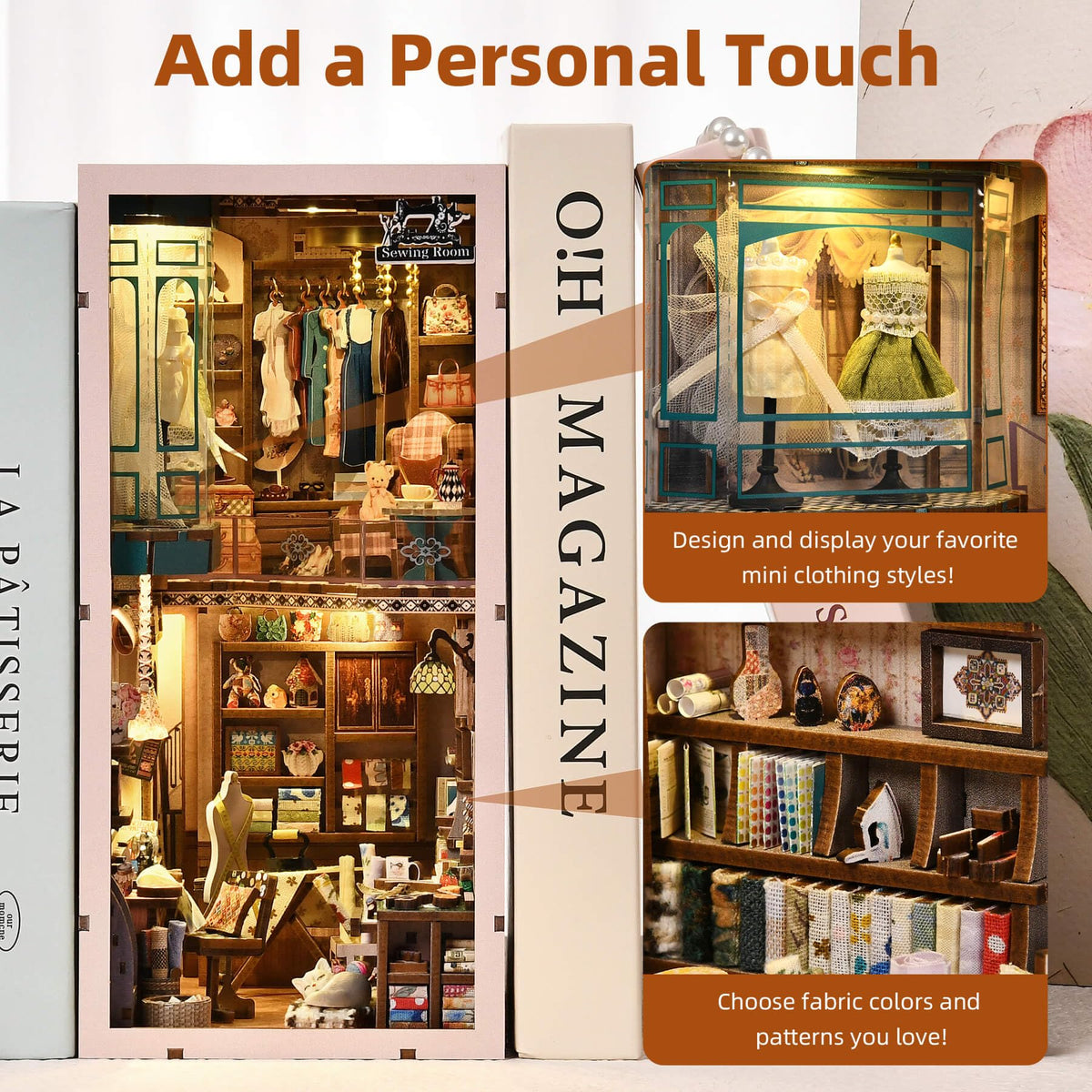 Fifijoy Book Nook Kit second-floor display creates a cozy reading nook illusion