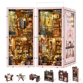 Fifijoy Book Nook Kit sewing room detailed parts for mindful DIY assembly and charming shelf décor