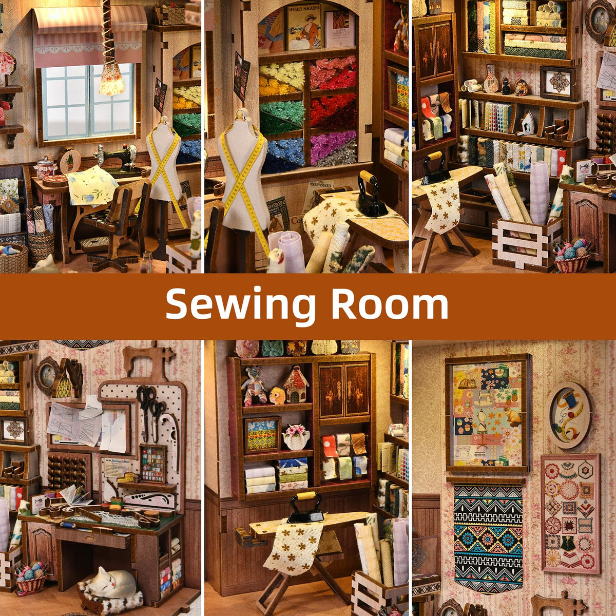fifijoy Book Nook Kit sewing room display invites admiration.