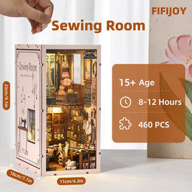 fifijoy Book Nook Kit wooden pieces 460 highlight craftsmanship for display.