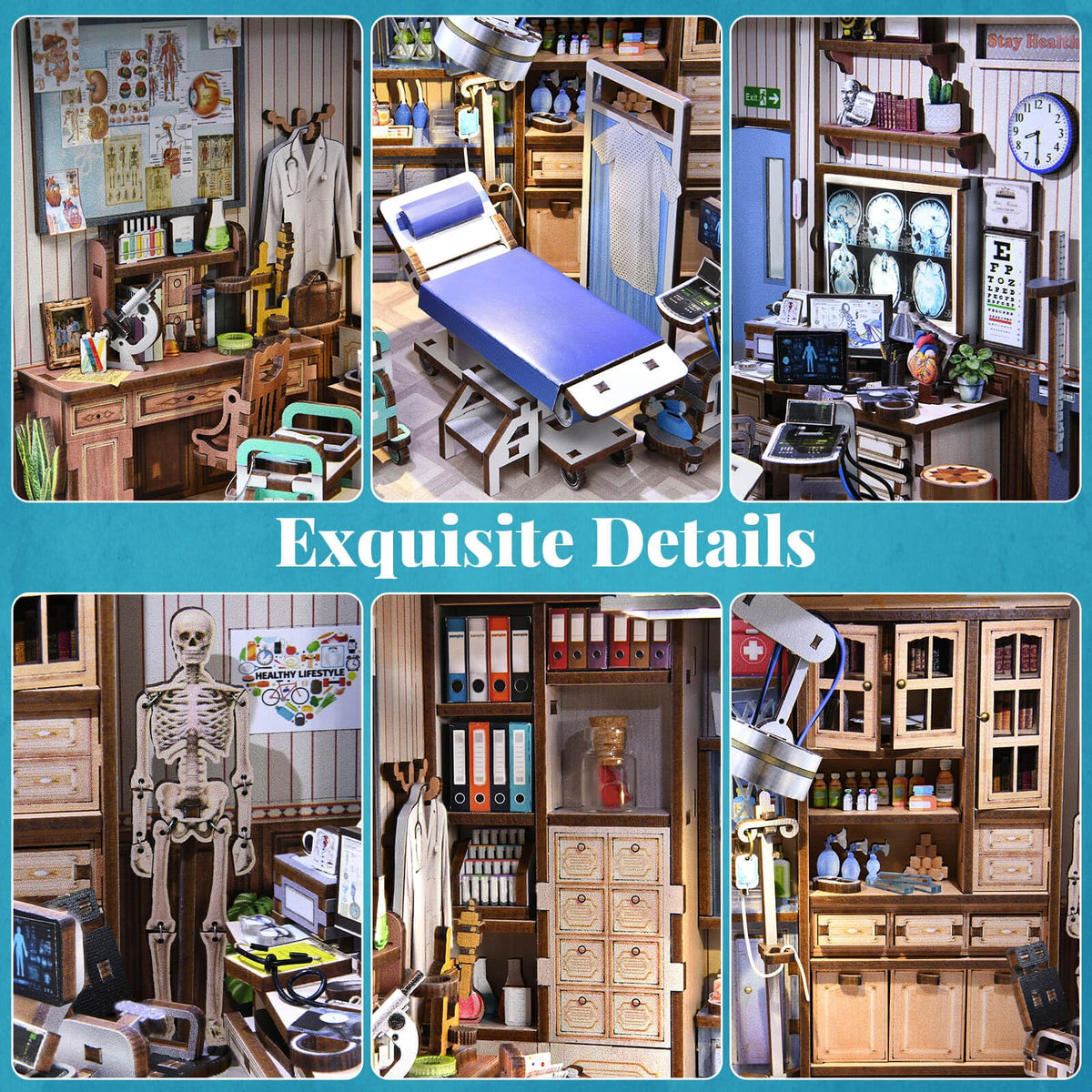 Fifijoy Book Nook medical instruments detail adds authentic charm to the scene