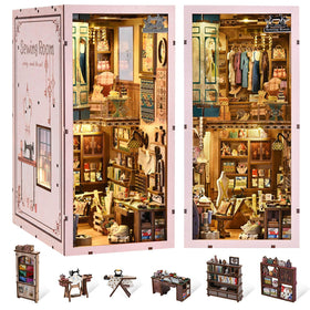 fifijoy Sewing Room Book Nook Kit desk scene for bookshelf display