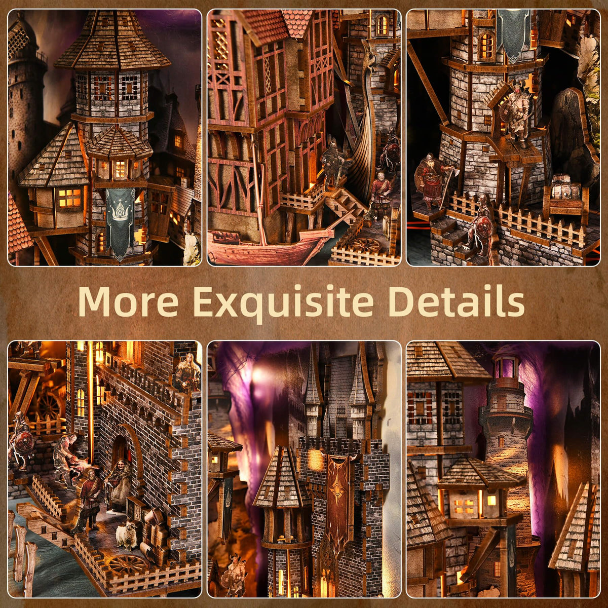 fifijoy Viking Book Nook Kit assembly guide shows clear step-by-step directions