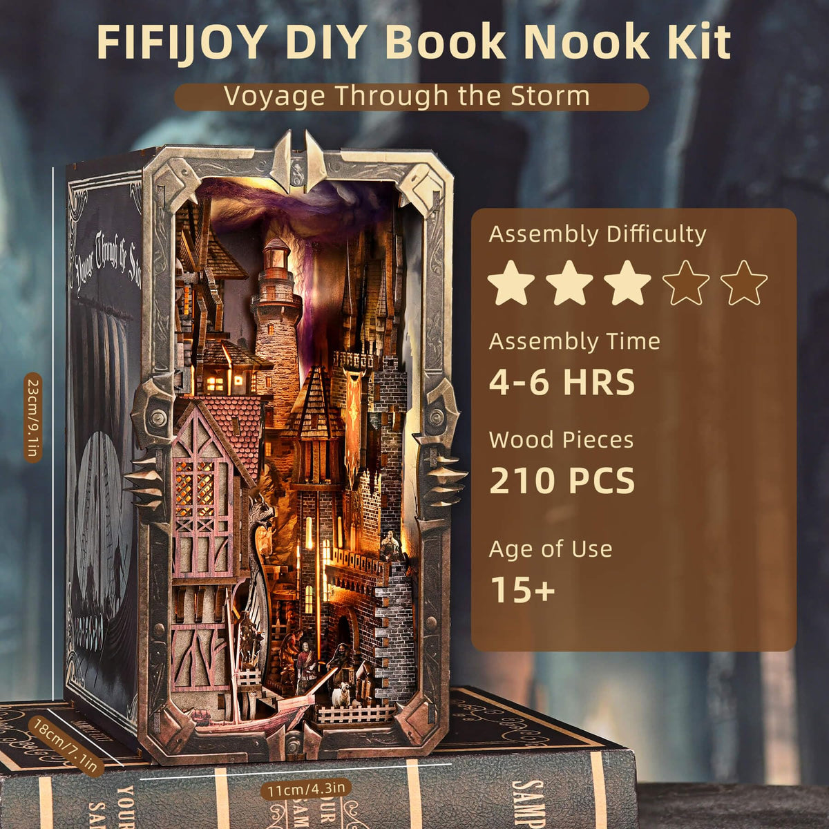 fifijoy Viking Book Nook Kit interior detail showcases Nordic diorama charm