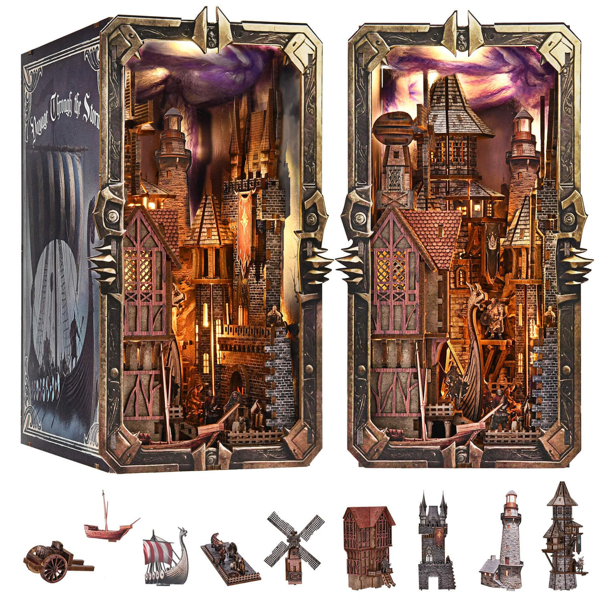 fifijoy Viking Book Nook Kit unboxing reveals sturdy wood pieces for DIY lovers