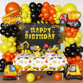 FIGEPO construction backdrop banner for kids party.