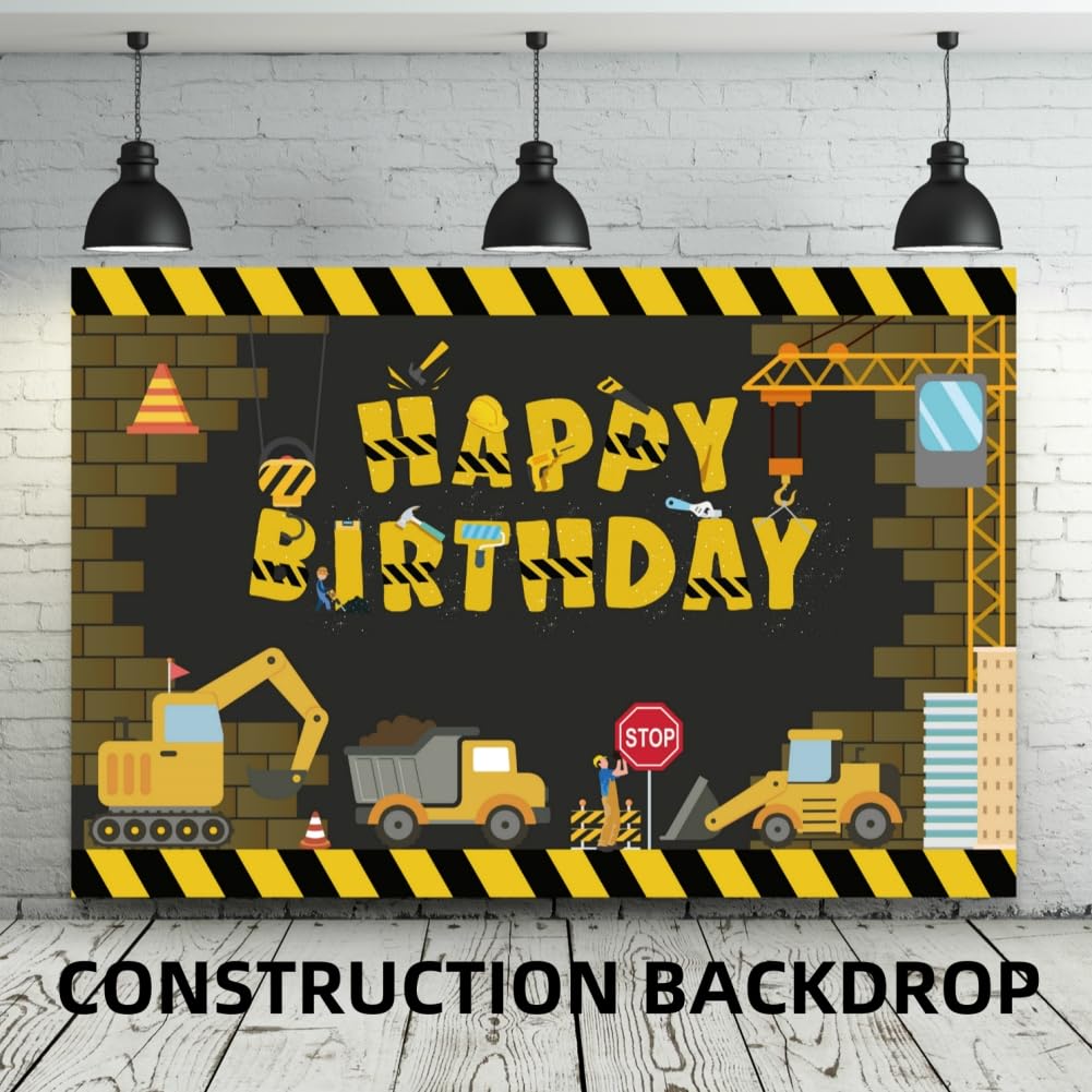 FIGEPO construction cake toppers complete the table decor.