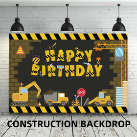 FIGEPO construction cake toppers complete the table decor.