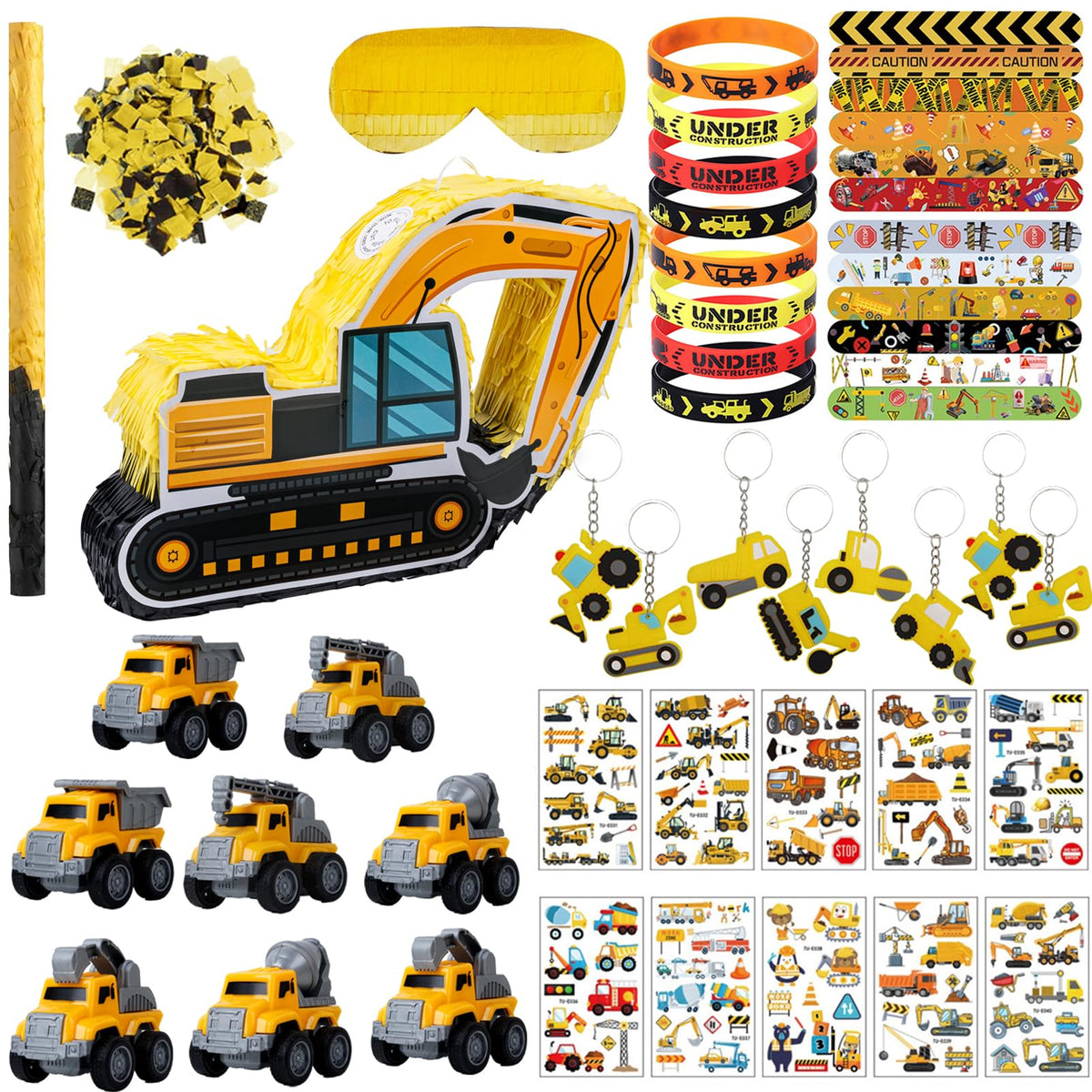 FIGEPO construction dump truck pinata front view sparks kids' party excitement.