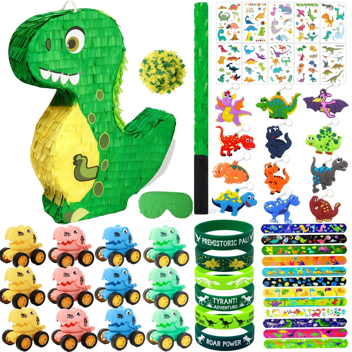 FIGEPO dinosaur pinata with bright crepe paper for festive party decor