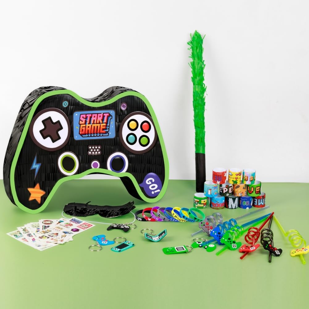 FIGEPO video game pinata set game-controller straws for festive drinks