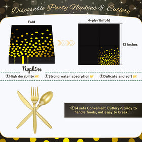 Fighting to Achieve black and gold dots cups add festive drinkware for parties