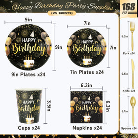 Fighting to Achieve black and gold 9in plates for sturdy main courses and desserts.