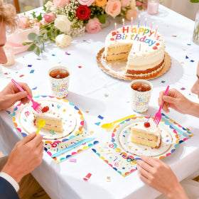 Fighting to Achieve HAPPY BIRTHDAY design with dots, ribbons, stars