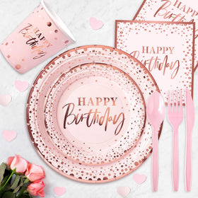 Fighting to Achieve happy birthday dots with foil accents for festive table decor.
