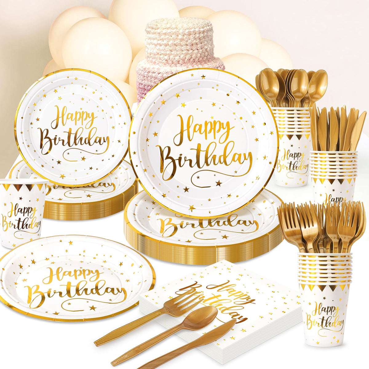 Fighting to Achieve happy birthday tableware for festive setup