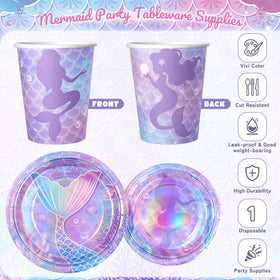 Fighting to Achieve mermaid plates 7in showcase shimmering patterns for snacks and desserts.