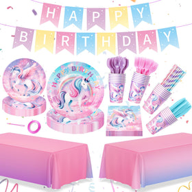 Fighting to Achieve unicorn plates 7in durable, leak-resistant dining for kids' party