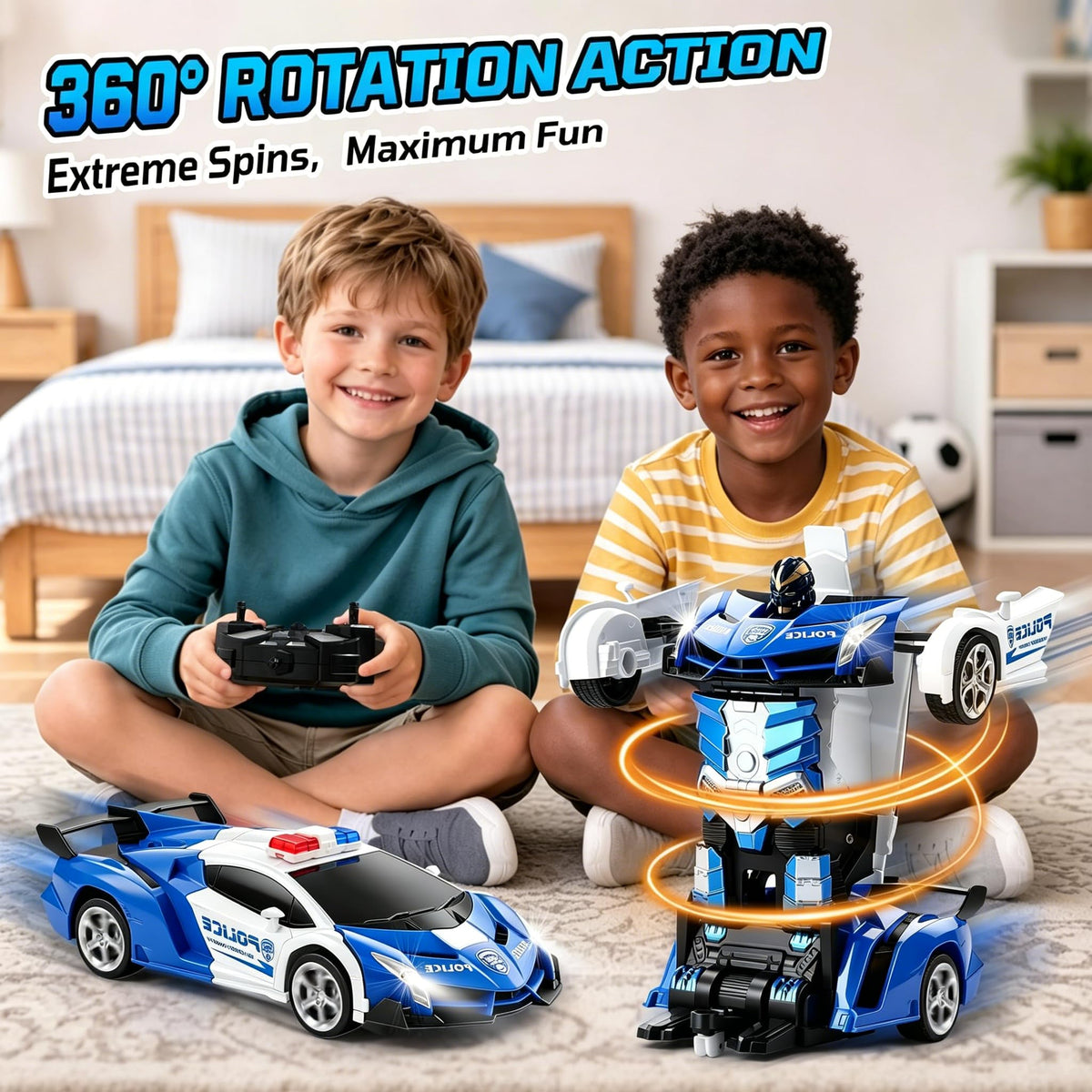 Figrol Police Transformer Car robot mode ready transformation action for imagination