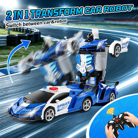 Figrol Police Transformer Car side view shows sleek race car profile for action