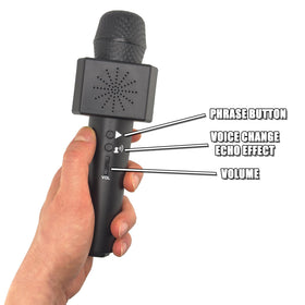 Figures Toy Company figures in ring using microphone for dramatic promos.