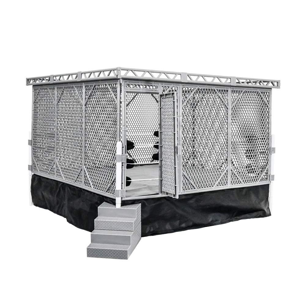 Figures Toy Company steel cage in-ring scenario for high-stakes battles.