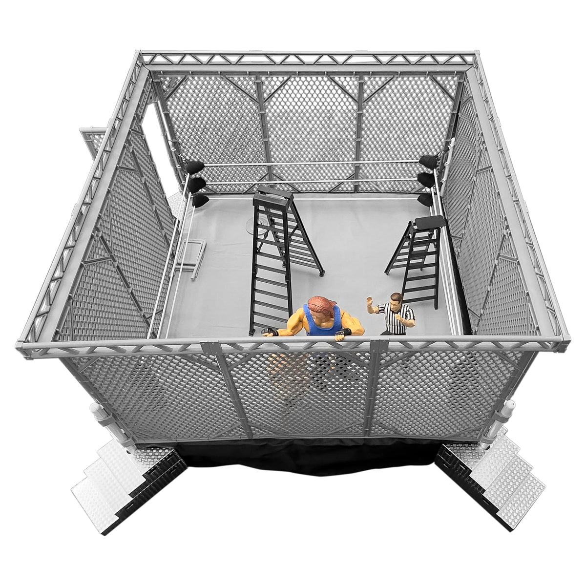 Figures Toy Company steel cage packaging insert with setup tips and directions.