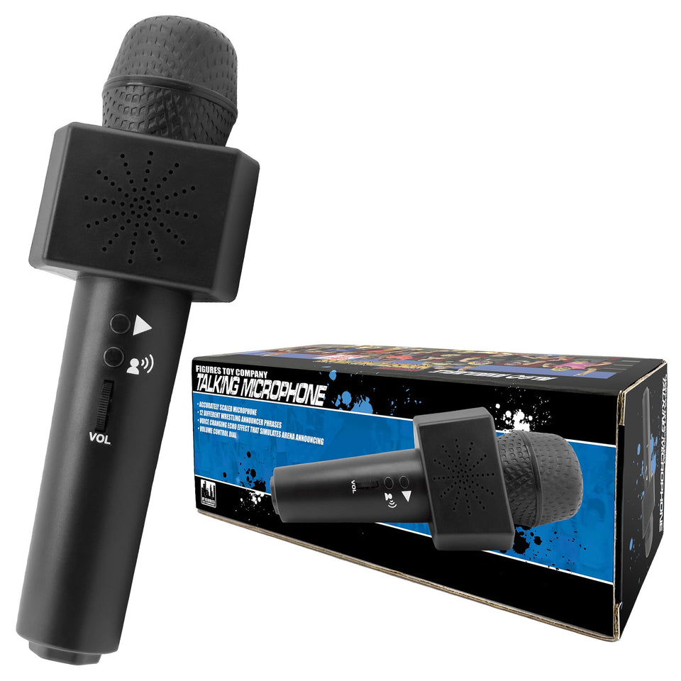 Figures Toy Company Talking Wrestling Ring Announcer Microphone in action with arena energy.