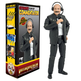 Figures Toy Company Ultimate Classic Commentator holding microphone for authentic play-by-play