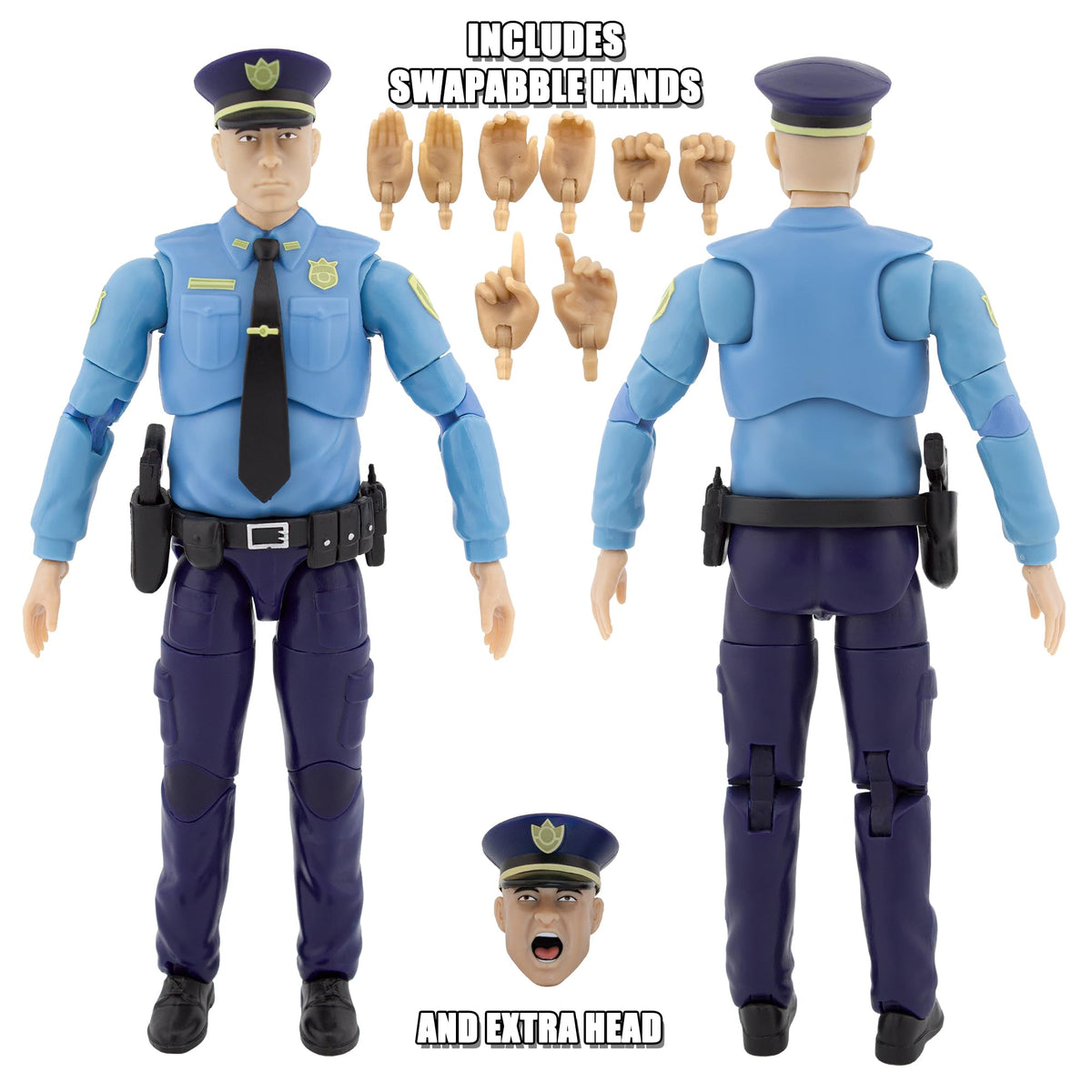 Ultimate Police Officer figure with duty gear in detailed blue uniform.